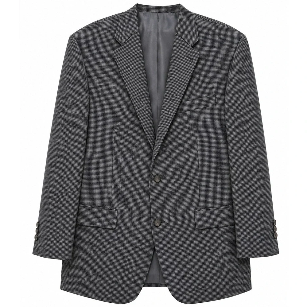 Ralph , Ralph Lauren  Mens 42R Gray Blue Micro Check Wool Sport Coat Blazer
